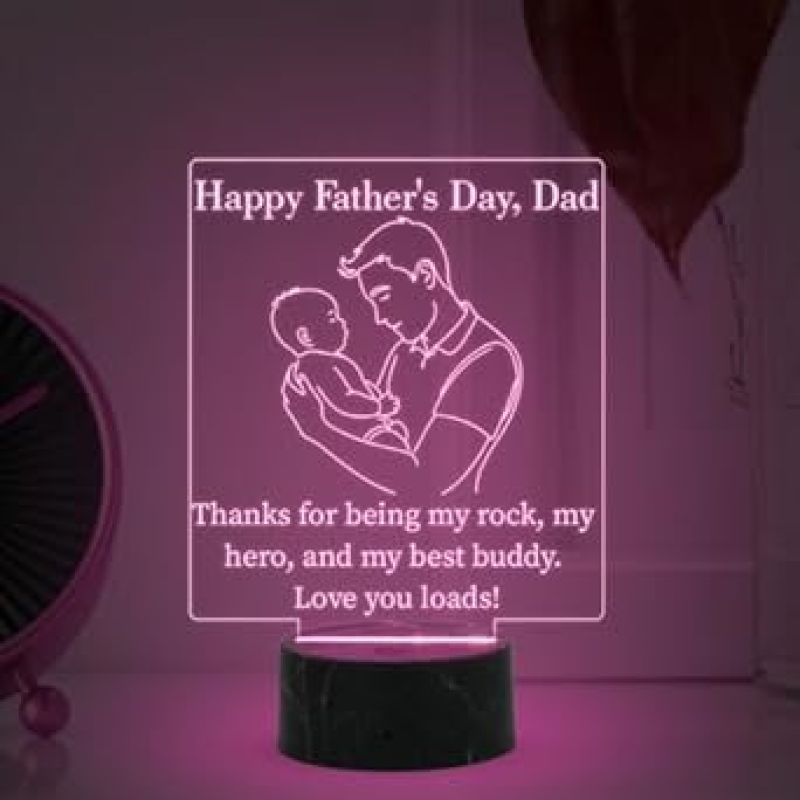 Happy Father's Day, Dad night lamp with Automatic Color Changing Light Memorable Gift for Dad , Express Your Love for Dad, Thankyou Gift for Dad