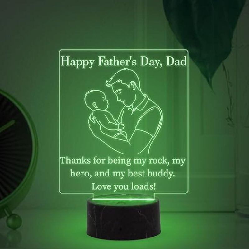 Happy Father's Day, Dad night lamp with Automatic Color Changing Light Memorable Gift for Dad , Express Your Love for Dad, Thankyou Gift for Dad