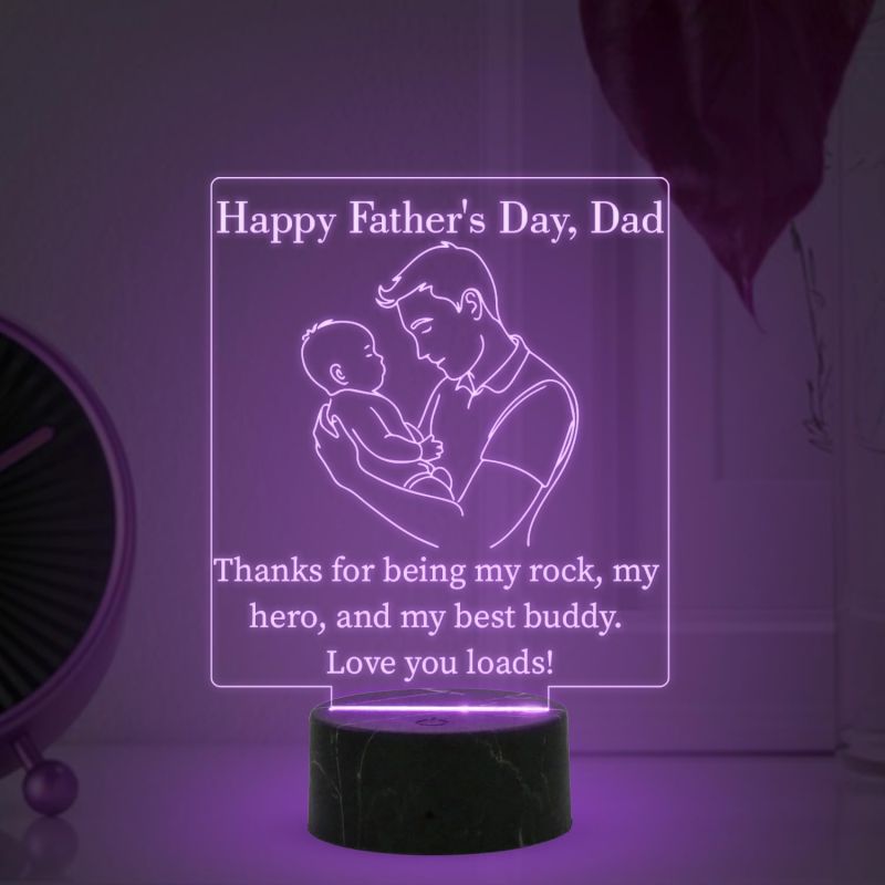 Happy Father's Day, Dad night lamp with Automatic Color Changing Light Memorable Gift for Dad , Express Your Love for Dad, Thankyou Gift for Dad