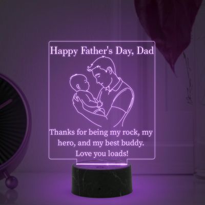 Happy Father's Day, Dad night lamp with Automatic Color Changing Light Memorable Gift for Dad , Express Your Love for Dad, Thankyou Gift for Dad