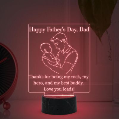 Happy Father's Day, Dad night lamp with Automatic Color Changing Light Memorable Gift for Dad , Express Your Love for Dad, Thankyou Gift for Dad