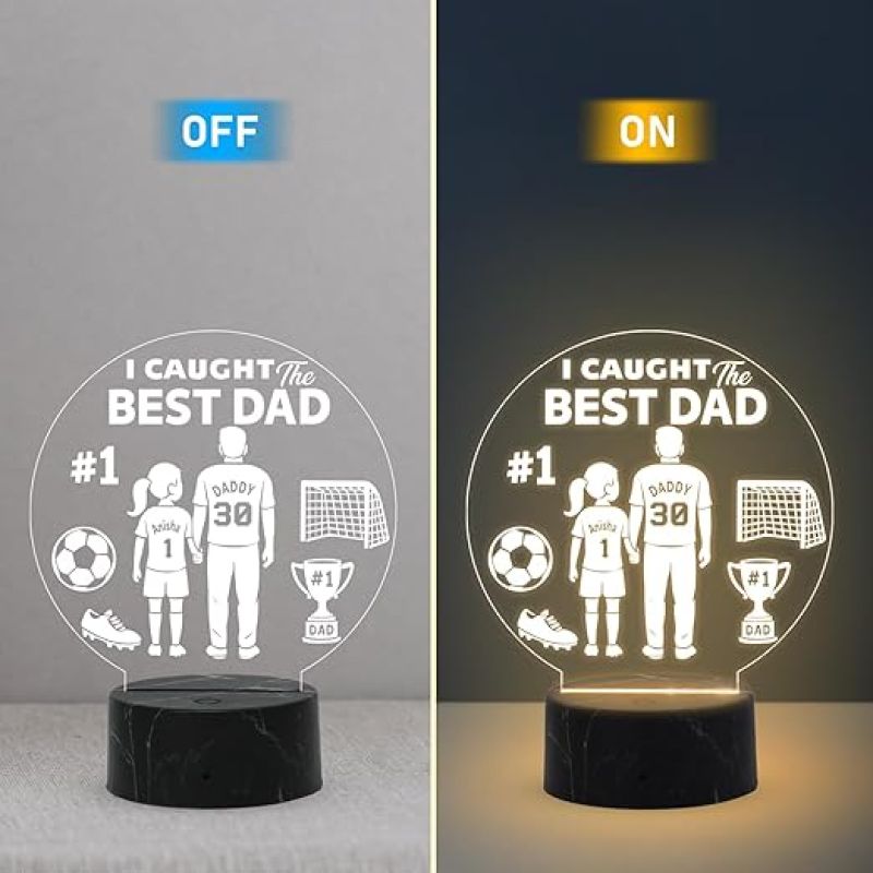 I Caught the Best Dad night lamp with Warm White Light Customized with Name Gift from Daughter, Memorable Gift for Dad , Fathers Day Gift for Dad from Daughter , Birthday Gift for Dad