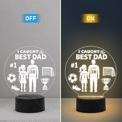 I Caught the Best Dad night lamp with Warm White Light Customized with Name Gift from Daughter, Memorable Gift for Dad , Fathers Day Gift for Dad from Daughter , Birthday Gift for Dad