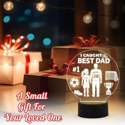 I Caught the Best Dad night lamp with Warm White Light Customized with Name Gift from Daughter, Memorable Gift for Dad , Fathers Day Gift for Dad from Daughter , Birthday Gift for Dad