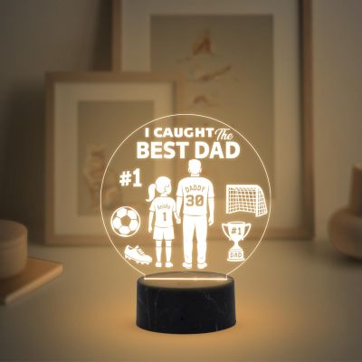 I Caught the Best Dad night lamp with Warm White Light Customized with Name Gift from Daughter, Memorable Gift for Dad , Fathers Day Gift for Dad from Daughter , Birthday Gift for Dad