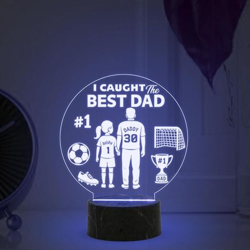 I Caught the Best Dad night lamp with Multicolored Light Light Customized with Name Gift from Daughter, Memorable Gift for Dad , Fathers Day Gift for Dad from Daughter , Birthday Gift for Dad