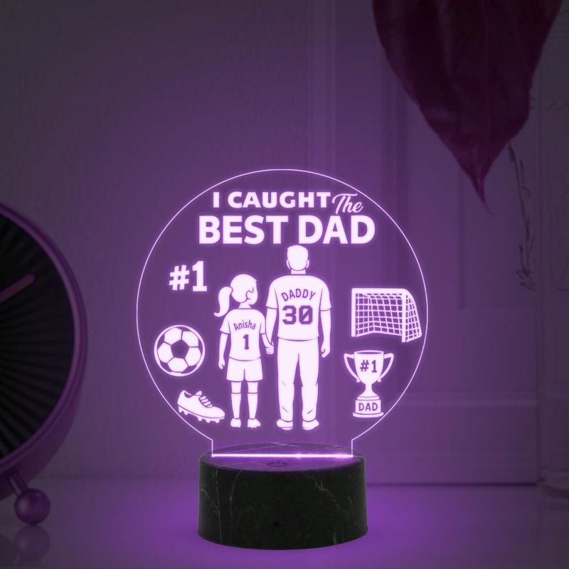 I Caught the Best Dad night lamp with Multicolored Light Light Customized with Name Gift from Daughter, Memorable Gift for Dad , Fathers Day Gift for Dad from Daughter , Birthday Gift for Dad