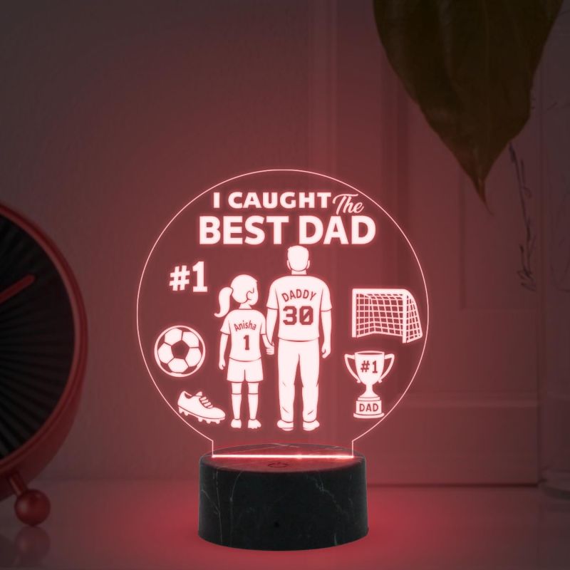 I Caught the Best Dad night lamp with Multicolored Light Light Customized with Name Gift from Daughter, Memorable Gift for Dad , Fathers Day Gift for Dad from Daughter , Birthday Gift for Dad