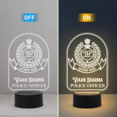 Personalized Police Officer night lamp with Warm White Light Customized with Name & Logo Birthday Gift for Police Officer Home & Office Decor