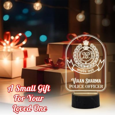 Personalized Police Officer night lamp with Warm White Light Customized with Name & Logo Birthday Gift for Police Officer Home & Office Decor