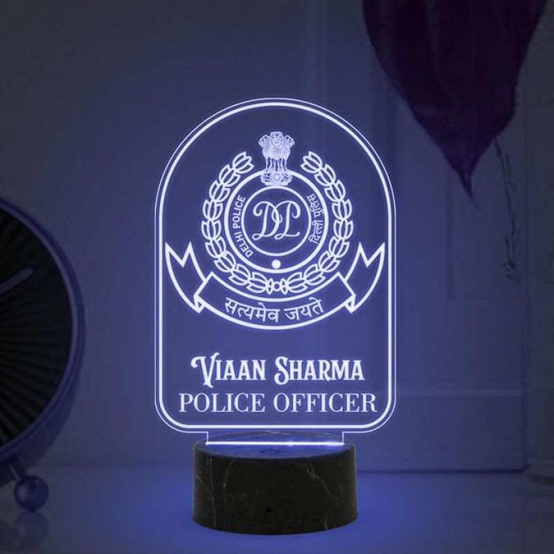 Personalized Police Officer night lamp with Multicolored Light Customized with Name & Logo Birthday Gift for Police Officer Home & Office Decor