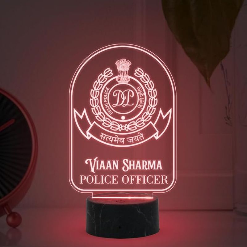 Personalized Police Officer night lamp with Multicolored Light Customized with Name & Logo Birthday Gift for Police Officer Home & Office Decor