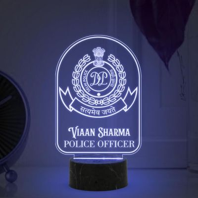 Personalized Police Officer night lamp with Multicolored Light Customized with Name & Logo Birthday Gift for Police Officer Home & Office Decor