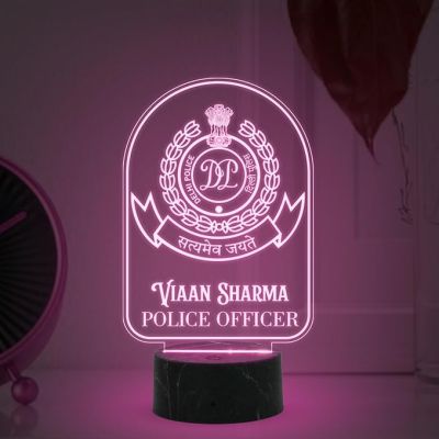 Personalized Police Officer night lamp with Multicolored Light Customized with Name & Logo Birthday Gift for Police Officer Home & Office Decor