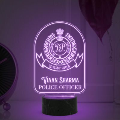 Personalized Police Officer night lamp with Multicolored Light Customized with Name & Logo Birthday Gift for Police Officer Home & Office Decor