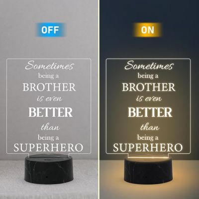 Sometimes Being A Brother is Even Better Than Being A Superhero Engraved Night Lamp with Warm White Light Birthday Gift for Brother, Rakhi Gift for Brother from Sister