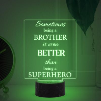 Sometimes Being A Brother is Even Better Than Being A Superhero Engraved Night Lamp with Multicolored Light Birthday Gift for Brother, Rakhi Gift for Brother from Sister