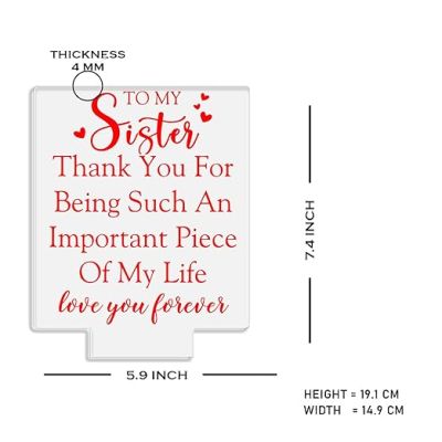 To My Sister love you forever Engraved night lamp with Warm White Light Thankyou Gift for Sister , Birthday Gift for Sister from Brother