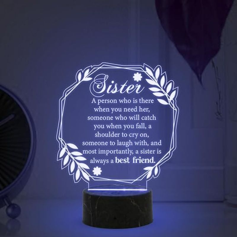 A Sister is Always A Best Friend Engraved Night Lamp with Multicolored Light  Express Your Love for Sister , Birthday Gift for Sister , Rakhi Gift for Sister