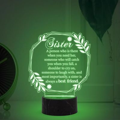 A Sister is Always A Best Friend Engraved Night Lamp with Multicolored Light  Express Your Love for Sister , Birthday Gift for Sister , Rakhi Gift for Sister