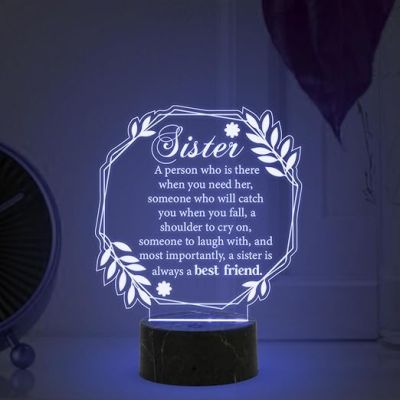 A Sister is Always A Best Friend Engraved Night Lamp with Multicolored Light  Express Your Love for Sister , Birthday Gift for Sister , Rakhi Gift for Sister