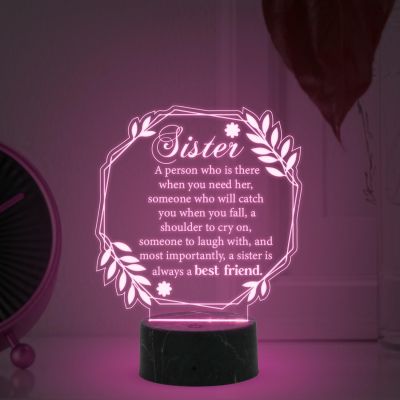 A Sister is Always A Best Friend Engraved Night Lamp with Multicolored Light  Express Your Love for Sister , Birthday Gift for Sister , Rakhi Gift for Sister