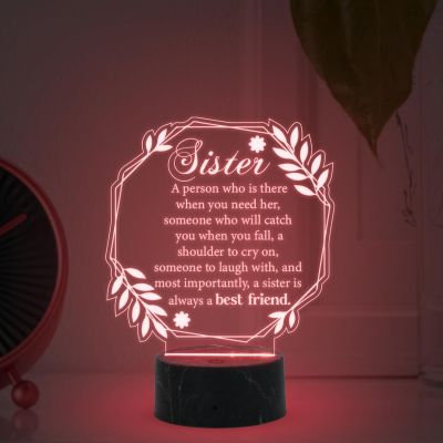 A Sister is Always A Best Friend Engraved Night Lamp with Multicolored Light  Express Your Love for Sister , Birthday Gift for Sister , Rakhi Gift for Sister