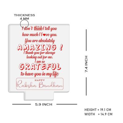 Happy Raksha Bandhan Engraved Quote Night Lamp with Warm White Light Raksha Bandhan Gift for Sister Brother & Siblings