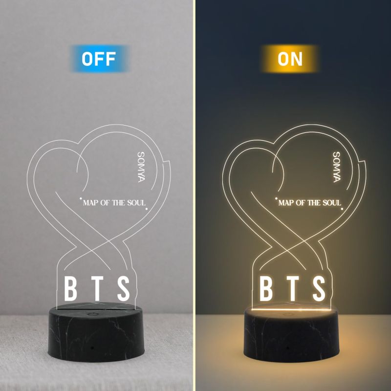 BTS Map of the Soul Night Lamp with Warm White Light Customized with Name Gift for Women Girls Girlfriend Teen Girl Friends , Home Decor