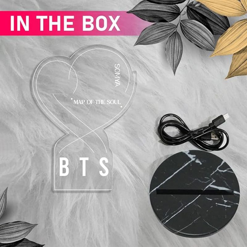 BTS Map of the Soul Night Lamp with Warm White Light Customized with Name Gift for Women Girls Girlfriend Teen Girl Friends , Home Decor