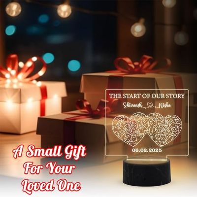 The Start of our Story Night Lamp with Warm White Light Customized with Name & Date Birthday Gift for Girlfriend Boyfriend Husband Wife