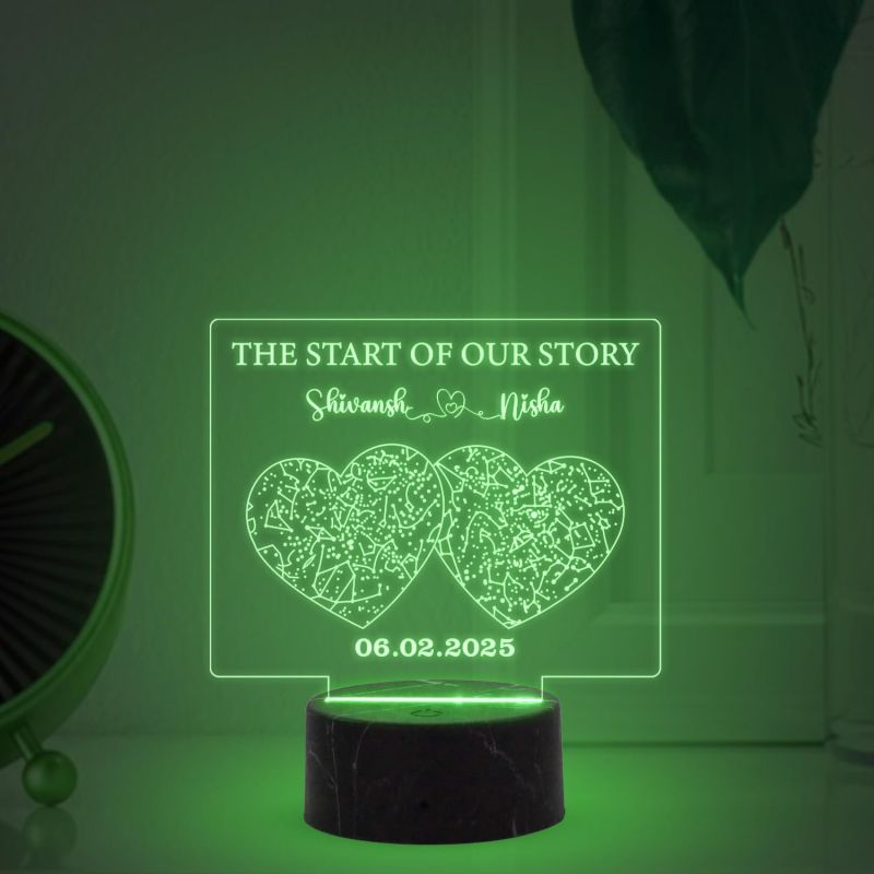 The Start of Our Story Night Lamp with Multicolored Light Customized with Name & Date  Birthday Gift for Girlfriend Boyfriend Husband Wife