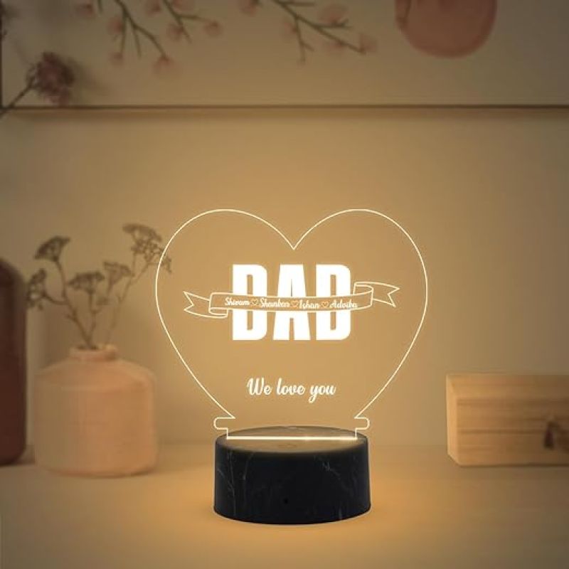 Personalized We Love You Dad night lamp with Warm White Light Customized with Name Birthday Gift for Dad , Fathers Day Gift for Dad
