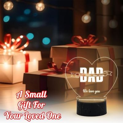 Personalized We Love You Dad night lamp with Warm White Light Customized with Name Birthday Gift for Dad , Fathers Day Gift for Dad