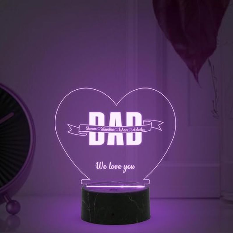 Personalized We Love You Dad night Lamp with Automatic Color Changing Light Customized with Name Birthday Gift for Dad , Fathers Day Gift for Dad