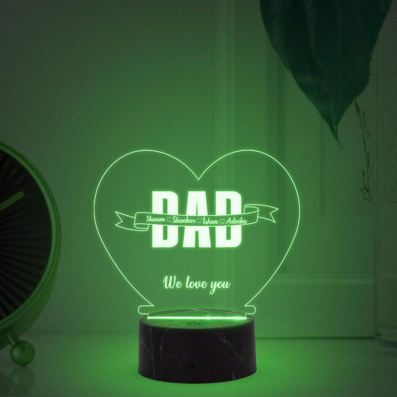 Personalized We Love You Dad night Lamp with Automatic Color Changing Light Customized with Name Birthday Gift for Dad , Fathers Day Gift for Dad