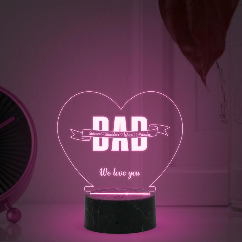 Personalized We Love You Dad night Lamp with Automatic Color Changing Light Customized with Name Birthday Gift for Dad , Fathers Day Gift for Dad