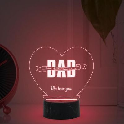 Personalized We Love You Dad night Lamp with Automatic Color Changing Light Customized with Name Birthday Gift for Dad , Fathers Day Gift for Dad