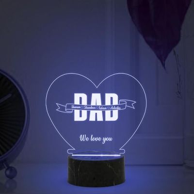 Personalized We Love You Dad night Lamp with Automatic Color Changing Light Customized with Name Birthday Gift for Dad , Fathers Day Gift for Dad