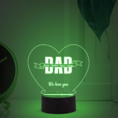 Personalized We Love You Dad night Lamp with Automatic Color Changing Light Customized with Name Birthday Gift for Dad , Fathers Day Gift for Dad