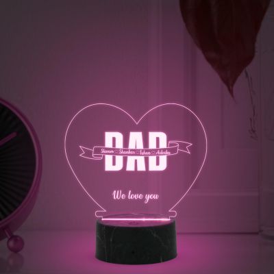 Personalized We Love You Dad night Lamp with Automatic Color Changing Light Customized with Name Birthday Gift for Dad , Fathers Day Gift for Dad