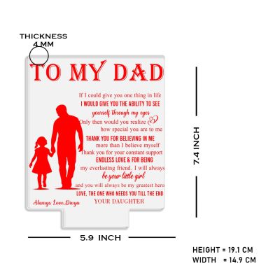 To My Dad Engraved Night Lamp with Warm White Light Customized with Name Fathers Day Gift Birthday Gift for Dad from Daughter, Surprise Gift for Dad