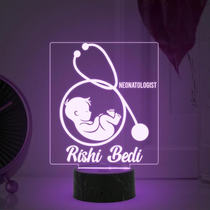 Personalized Neonatologist Night Light with Automatic Color Changing Light Customized with Name Gift for Doctor & Medical Student, Thankyou Gift for Doctor
