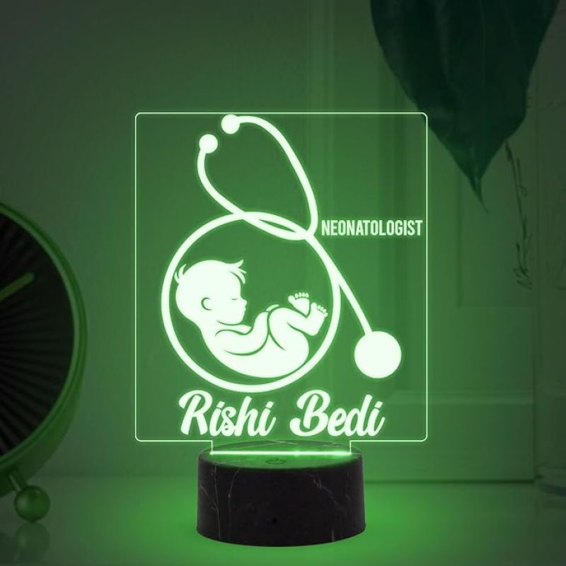 Personalized Neonatologist Night Light with Automatic Color Changing Light Customized with Name Gift for Doctor & Medical Student, Thankyou Gift for Doctor