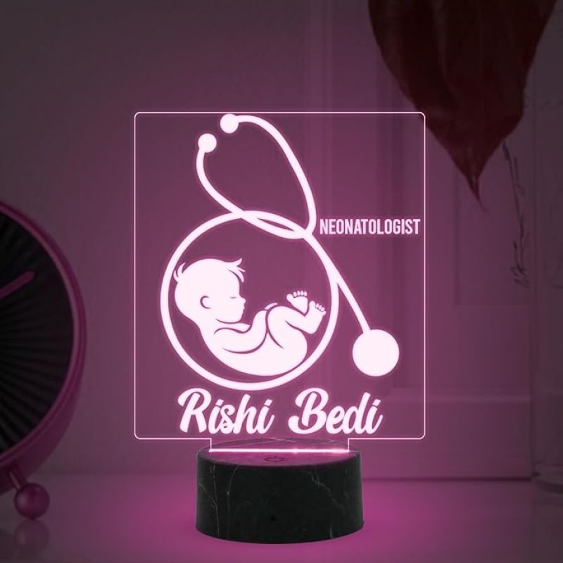 Personalized Neonatologist Night Light with Automatic Color Changing Light Customized with Name Gift for Doctor & Medical Student, Thankyou Gift for Doctor