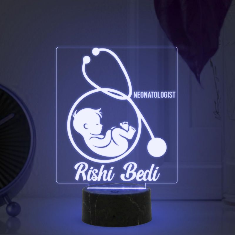 Personalized Neonatologist Night Light with Automatic Color Changing Light Customized with Name Gift for Doctor & Medical Student, Thankyou Gift for Doctor