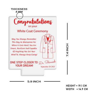Congratulations on Your White Coat Ceremony Night Lamp with Warm White Light Customized with Name & Date Gift for Future Doctor, Medical Student, Graduation Doctor