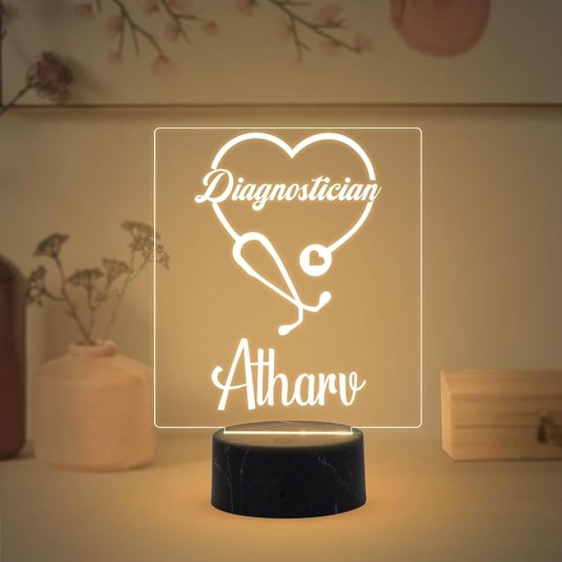 Diagnostician stethoscope Design night lamp with Warm White Light Customized with Name Thankyou Gift for Doctor , Birthday Gift for Doctor , Home & Doctor Clinic Decor