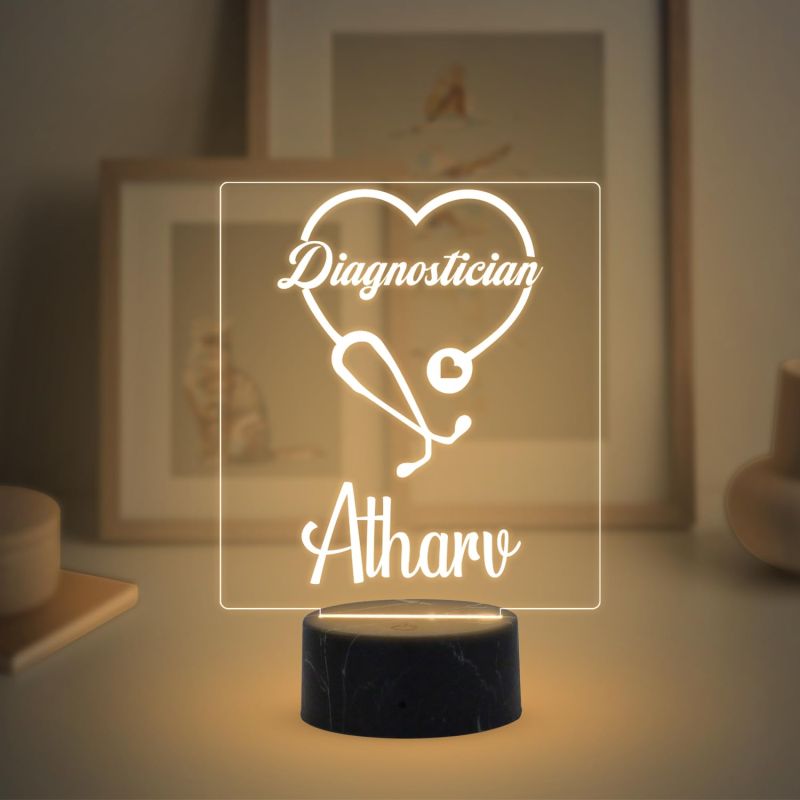 Diagnostician stethoscope Design night lamp with Warm White Light Customized with Name Thankyou Gift for Doctor , Birthday Gift for Doctor , Home & Doctor Clinic Decor
