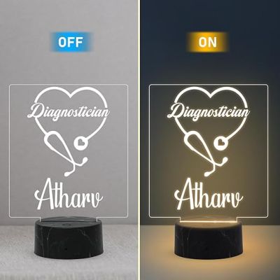 Diagnostician stethoscope Design night lamp with Warm White Light Customized with Name Thankyou Gift for Doctor , Birthday Gift for Doctor , Home & Doctor Clinic Decor